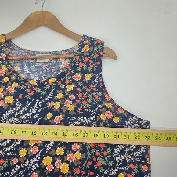 Van Heusen Sleeveless Navy Floral Blouse Womens XXL Cottagecore Lightweight Top - Picture 9 of 10